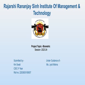 Mini project in 3rd year student for presentation topic "Biometric"