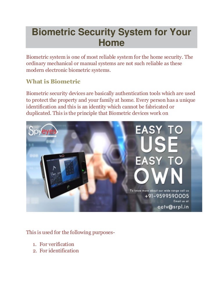 Biometric Security System for Your Home