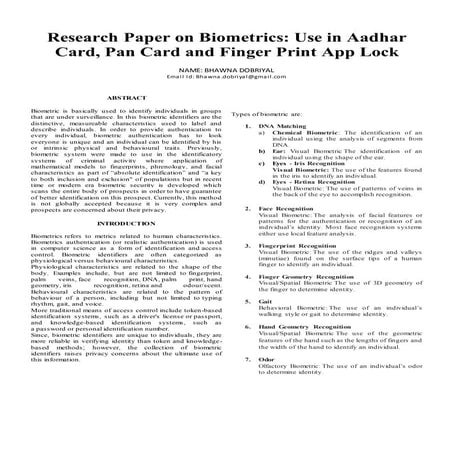 Biometrics research paper