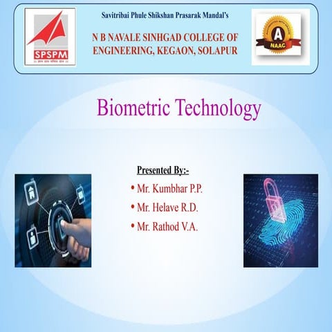 Introduction To Biometrics | PPTX