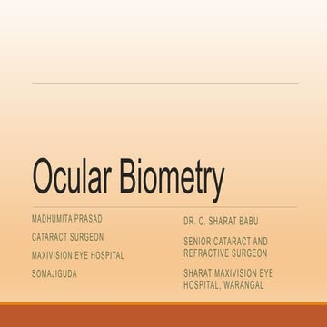 Ocular Biometry- IOL calculation methods