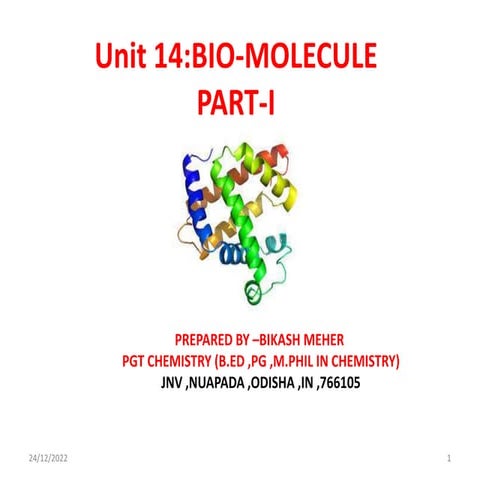 Biomolecles Class 12 C B S E Pptx