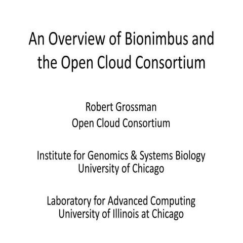 An Overview of Bionimbus (March 2010)