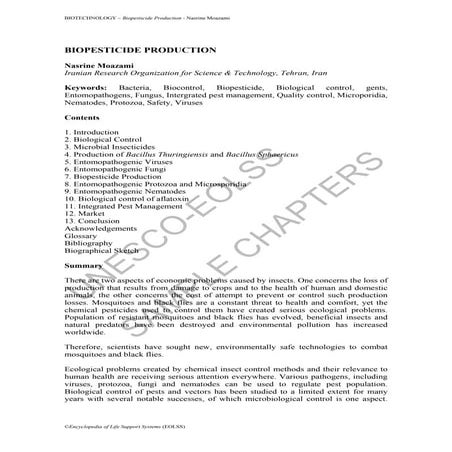 Bio pesticides production