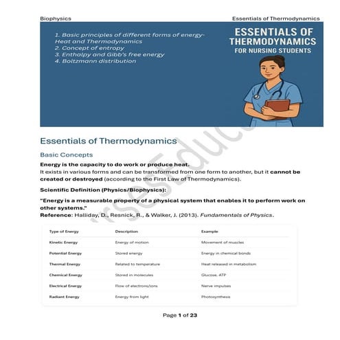 Biophysics Thermodynamics 1 Chapter Notes