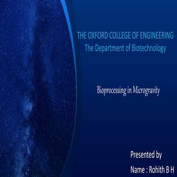 Bioprocessing in microgravity