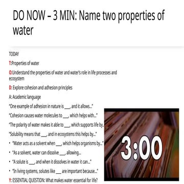 Properties of water biology power point notes | PPTX