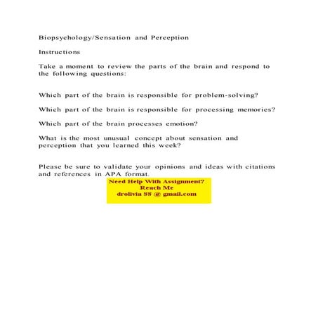 BiopsychologySensation and PerceptionInstructionsTake a mom.docx