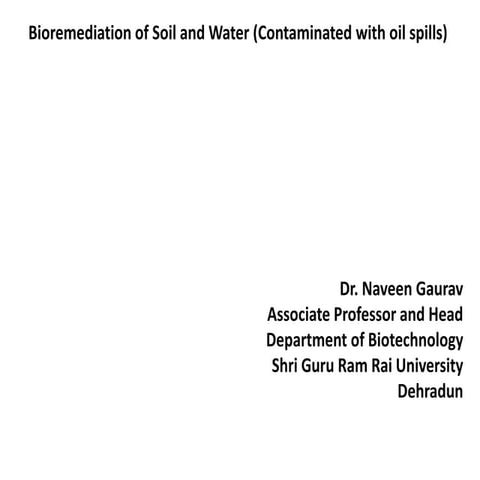 Bioremediation of soil and water