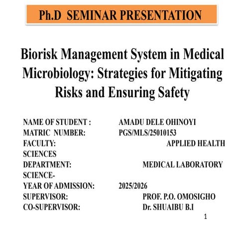 Lecture 6: biorisk management system | PPTX