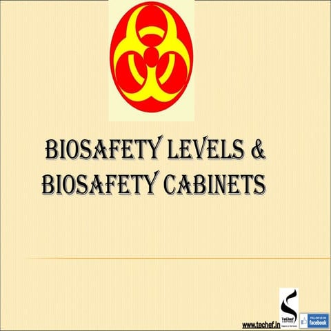 Biosafety level and biosafety cabinets