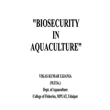 Biosecurity in aquaculture