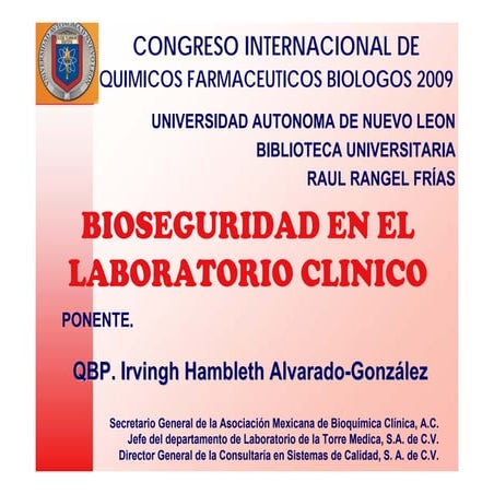Bioseguridad eb el laboratorio clinico