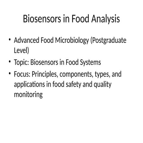 Comprehensive Overview of Biosensors in Food Safety and Quality ...