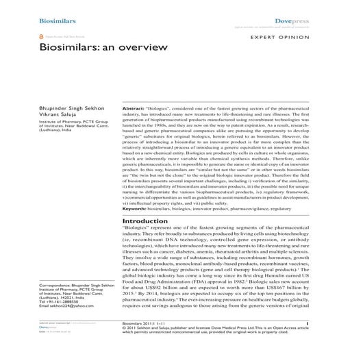 Biosimilar an overview