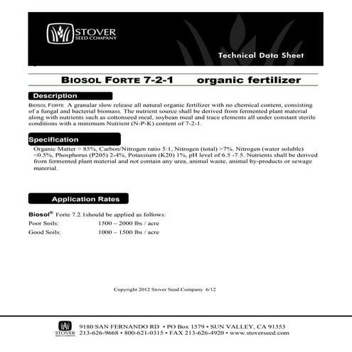 BIOSOL FORTE By Stover Seed | PDF