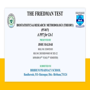 THE FRIEDMAN TEST ( Biostatics B. Pharm)
