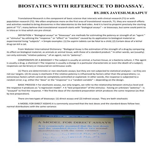 Biostatics with reference to bioassay