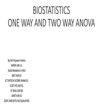 BIOSTATISTICS ANOVA .BEST WAYS TO SOLVE ONE WAY AND TWO WAY ANOVA.SHORTCUT ME...