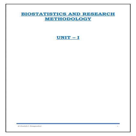 Biostatistics and Research Methodology: Unit I - Measures of Central Tendency...