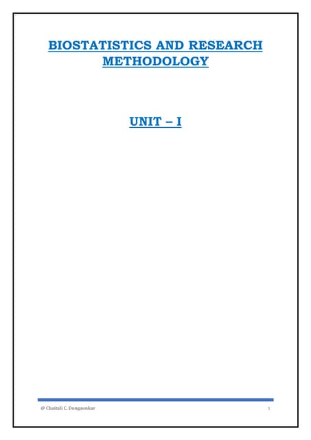 Introduction to Research - Biostatistics and Research methodology 8th ...