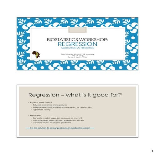 Biostatistics Workshop: Regression