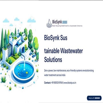 BIO STP: Sustainable Sewage Treatment for a Cleaner, Greener India | PDF