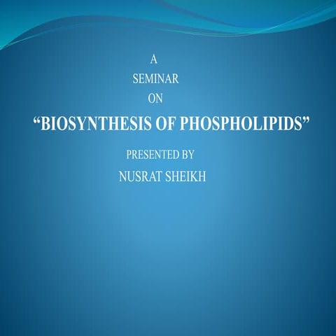 Biosynthesis of phospholipids