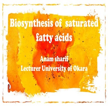 Biosynthesis of saturated fatty acid (de novo synthesis of fatty acids)
