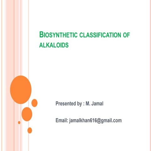 Biosynthetic classification of alkaloids