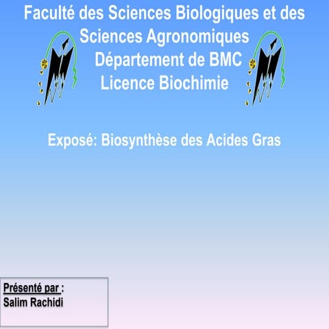 Biosynthèse des Acides Gras 
