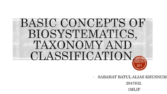 Biosystematics. 