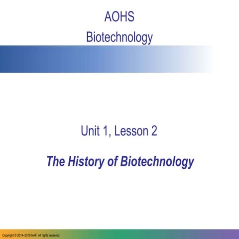 The History of Biotechnology
