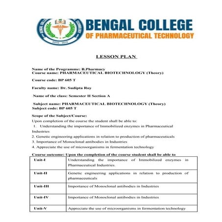 Biotechnology Lesson Planning25 Jan-June