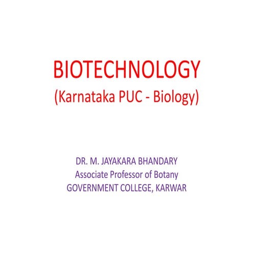 Biotechnology karnataka puc