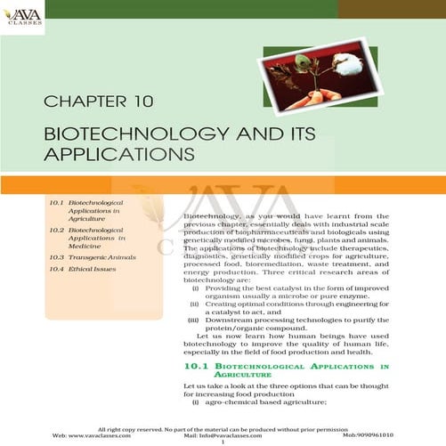Biotechnology and Its Applications Detailed Explanation Class 12 Students PDF