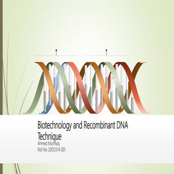 Biotechnology and recombinant dna technique(UOG)