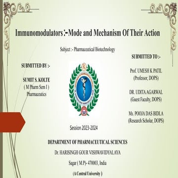 IMMUNOMODULATORS :- Mode and mechanism of their action