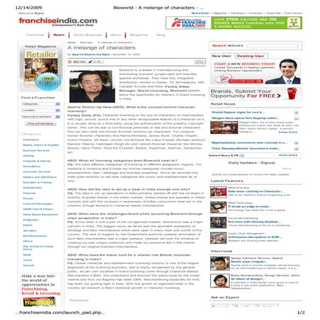 Bioworld   A Melange Of Characters   Pankaj Sikka, Manager  Brand Licensing, Bioworld