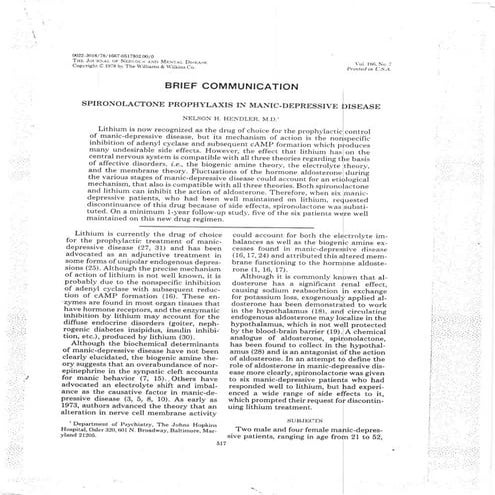 Bipolar control with spironolactone