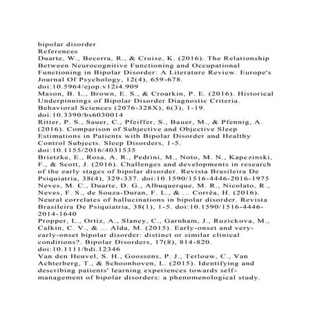 bipolar disorderReferencesDuarte, W., Becerra, R., & Cruise, K.docx