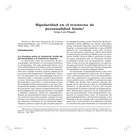 Bipolaridad en el trastorno limite de la personalidad