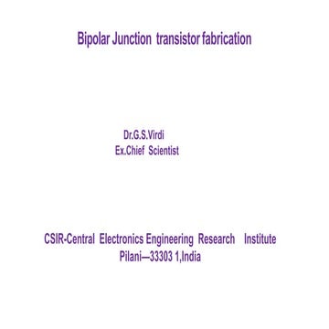 “Step-by-Step Fabrication of Bipolar Junction Transistors (BJTs)”