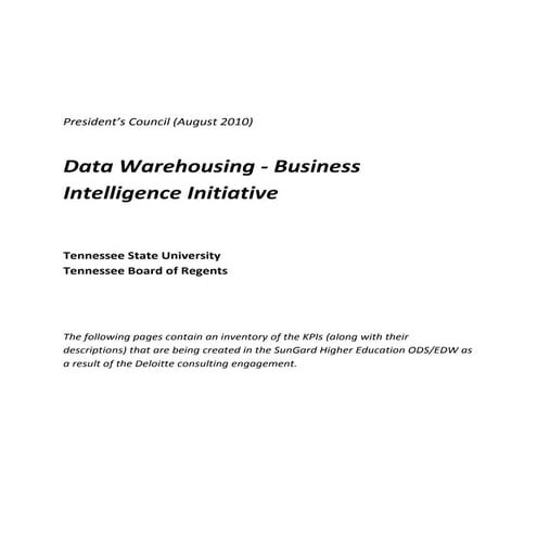 Open BI Project KPI Inventory