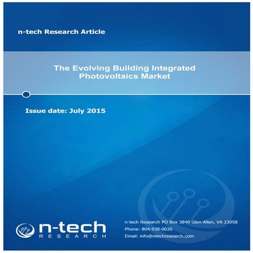 The Evolving Building Integrated Photovoltaics Market