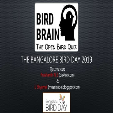 Bird Brains: Open Bird Quiz at Bangalore Bird Day 2019 (Prelims)