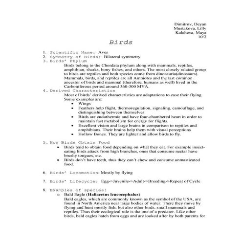 Birds deyan lilly maya final HANDOUT 10-2