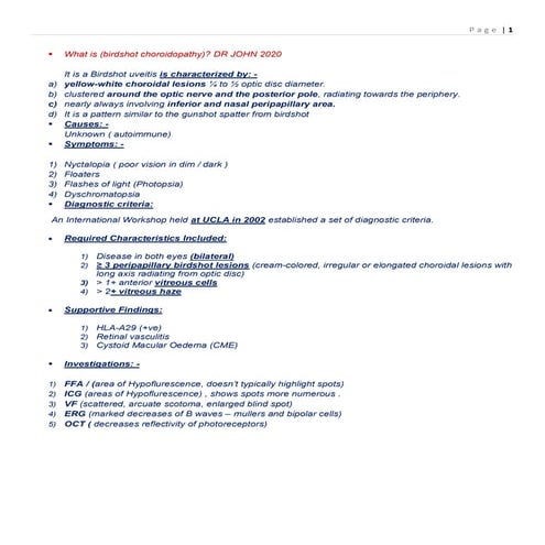 Birdshot uveitis | PDF