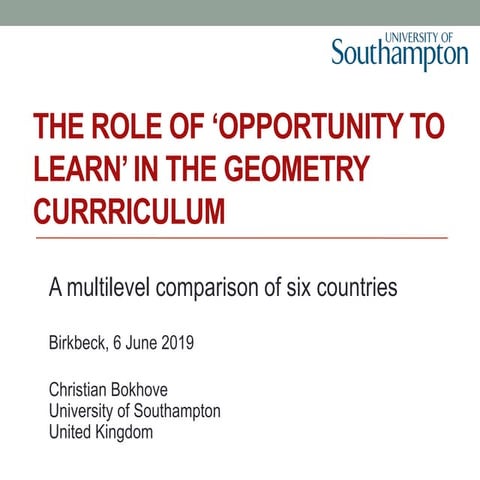 The role of ‘opportunity to learn’ in the geometry currriculum