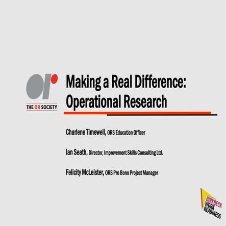 Making a difference with Operational Research